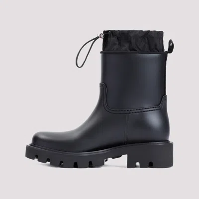 Moncler Drawstring Embosssed-logo Rain Boots In Black