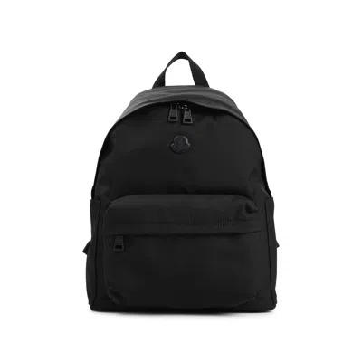 Moncler Pierrick Nylon Backpack Large Front Pocket In Black