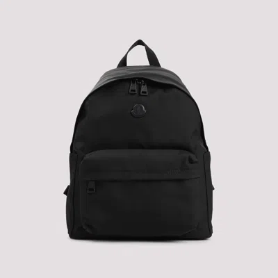 Moncler Pierrick Nylon Backpack Large Front Pocket In Black