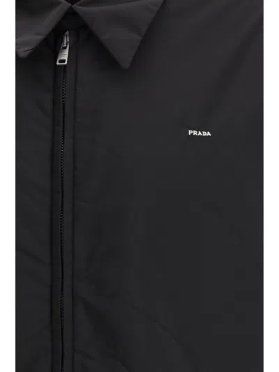 Prada Black Recycled Polyamide Full-length Jacket In Black