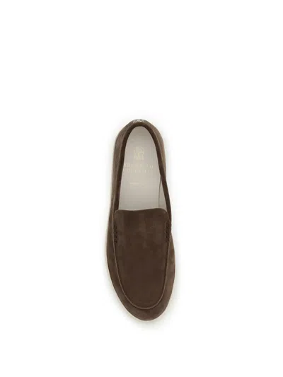 Brunello Cucinelli Men Suede Loafers In Brown