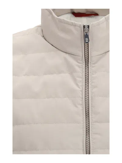 Brunello Cucinelli Beige Polyester Sleveless Jacket In Neutral