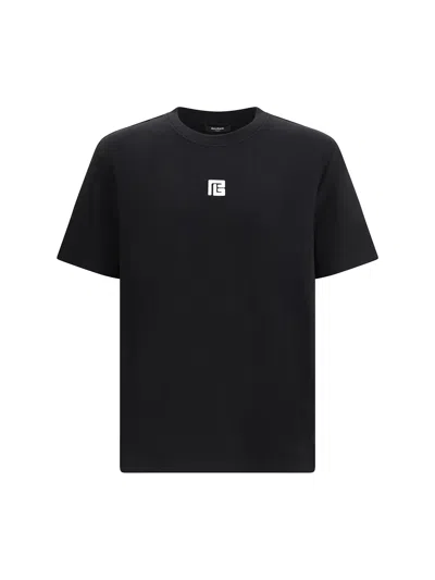 Balmain Logo Embroidered Crewneck T-shirt In Black