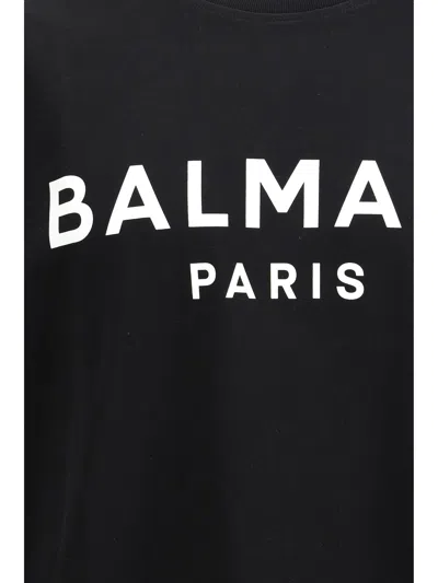 Balmain Logo Embossed Cotton T Shirt In Black