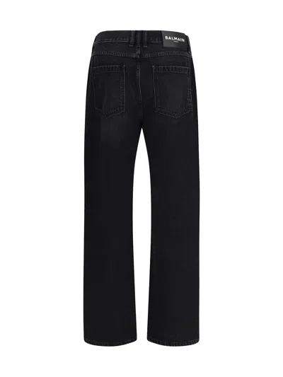 Balmain Men Loose-fit Denim Jeans In Black