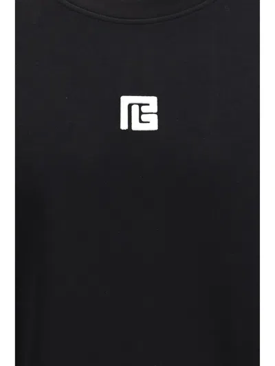 Balmain Logo Embroidered Crewneck T-shirt In Black