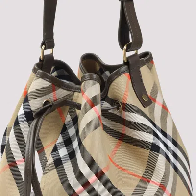 Burberry Medium Drawstring Bucket Shoulder Bag In Multi
