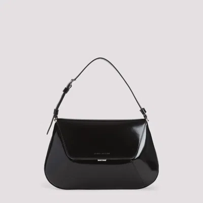 Amina Muaddi Mini Rectangular Satin Shoulder Bag In Black