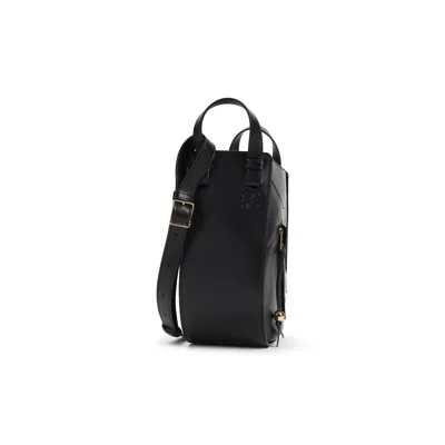 Loewe Hammock Slice Leather Shoulder Bag In Black