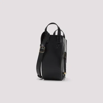 Loewe Hammock Slice Leather Shoulder Bag In Black