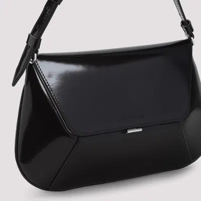 Amina Muaddi Mini Rectangular Satin Shoulder Bag In Black