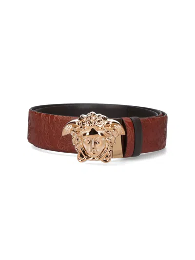 Versace Embossed Belt Adjustable Length Accessory In Red