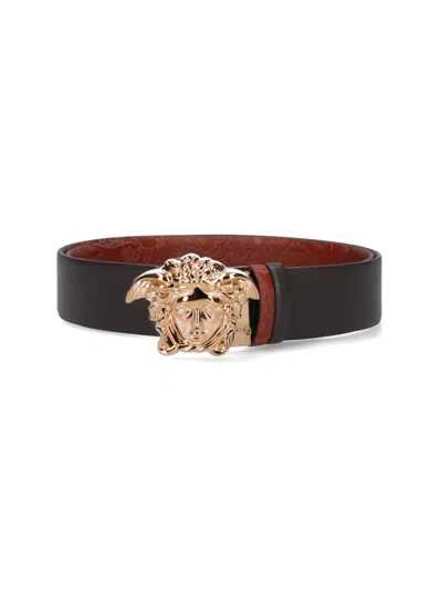 Versace Embossed Belt Adjustable Length Accessory In Red