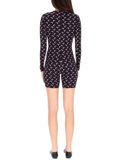Marine Serre Black Moon Printed Jersey Jumpsuit In Multi