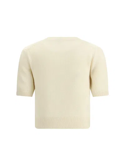 Burberry Wool-cashmere Short-sleeve Sweater In Neutral