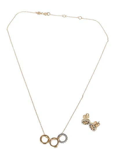 Tory Burch Miller Pave Necklace And Earring Set In Gold