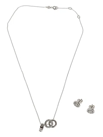 Tory Burch Miller Pave Necklace And Earring Set In Metallic
