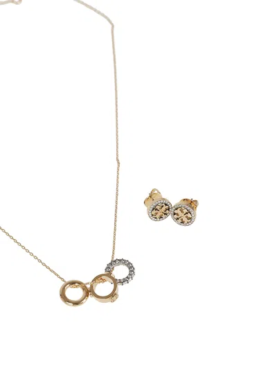 Tory Burch Miller Pave Necklace And Earring Set In Gold