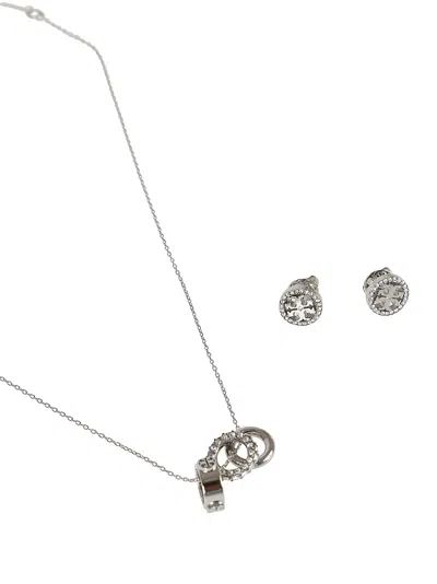 Tory Burch Miller Pave Necklace And Earring Set In Metallic