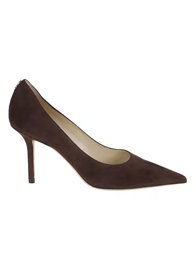 Jimmy Choo Love Eighty Five Suede Pointed Toe Pumps In Brown