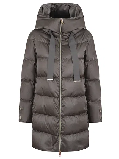 Herno Quilted Down Jacket With Oversized Hood In Gray