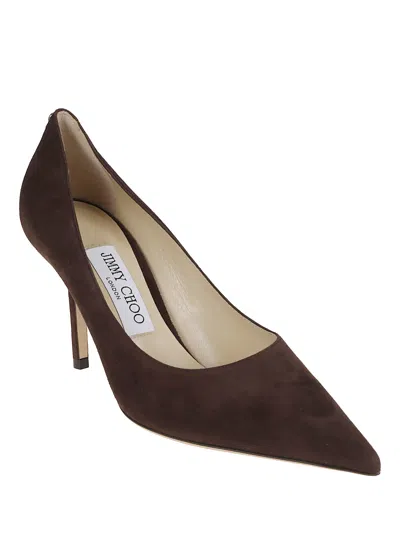 Jimmy Choo Love Eighty Five Suede Pointed Toe Pumps In Brown
