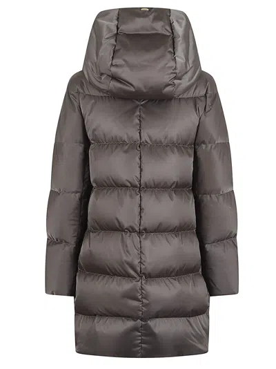 Herno Quilted Down Jacket With Oversized Hood In Gray