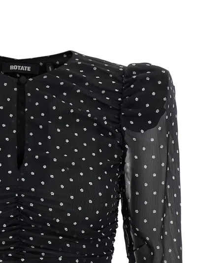 Rotate Birger Christensen Chiffon Ruched Blouse In Black