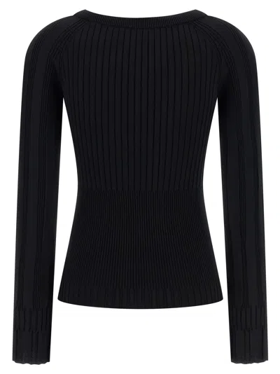 Balmain Sweater Three Buttons Crew Neck Ribbed In Black