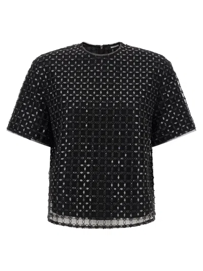 Rotate Birger Christensen Sequin-embroidered T-shirt In Black