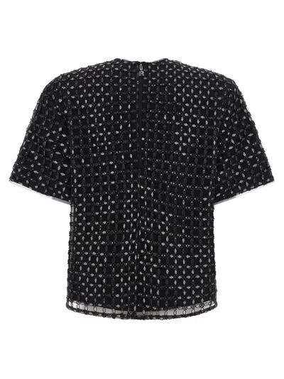 Rotate Birger Christensen Sequin-embroidered T-shirt In Black