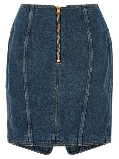Balmain Skirt Featuring Belt Detail And Pockets In Blue