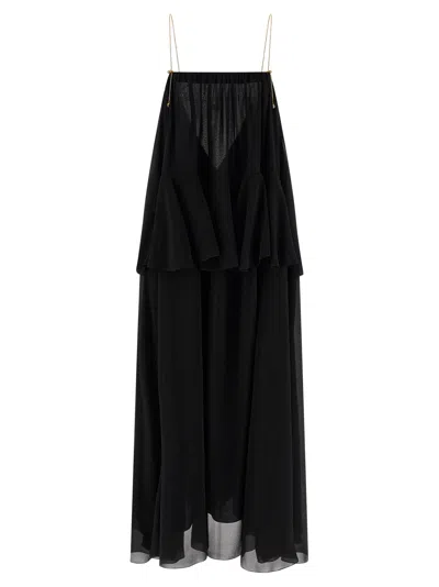 Chloé Knee Length Dress Gold Chain Straps In Black