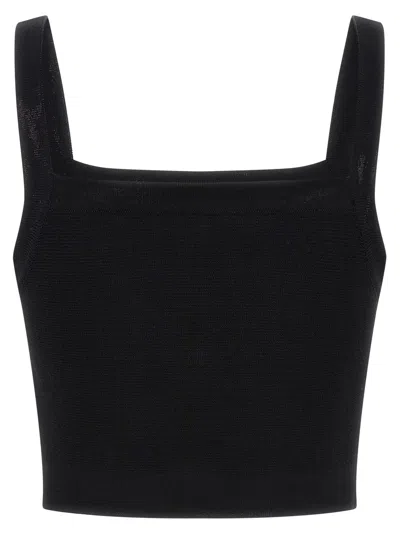Balmain Cropped Sleeveless Top Gold Button Detail In Black