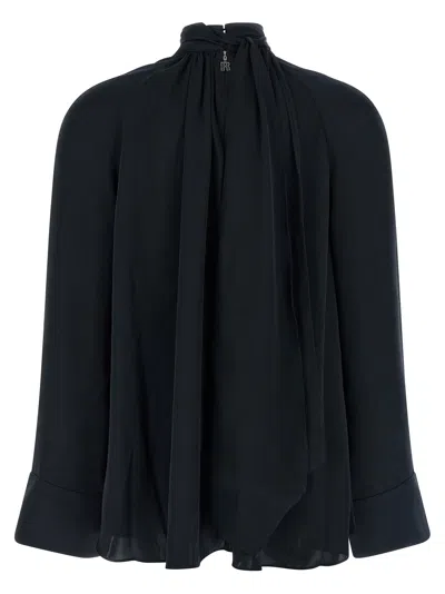 Rotate Birger Christensen Satin Bow Blouse In Black