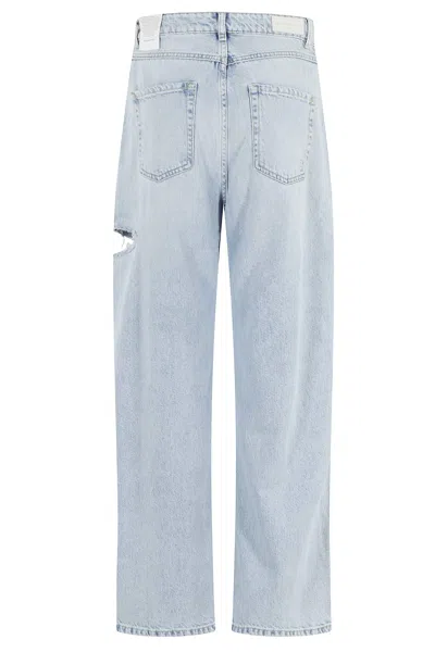 Icon Denim Poppy Ripped Jeans With Logo Patch In Blue