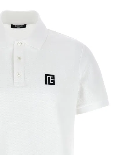 Balmain Polo Shirt Short Sleeves Ribbed Cuffs Collar In White