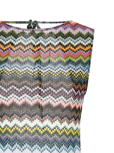 Missoni Mare Open-back Striped Metallic Crochet-knit Mini Dress In Multi