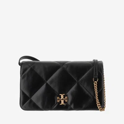 Tory Burch Kira Diamond-quilted Leather Wallet On Chain In Black