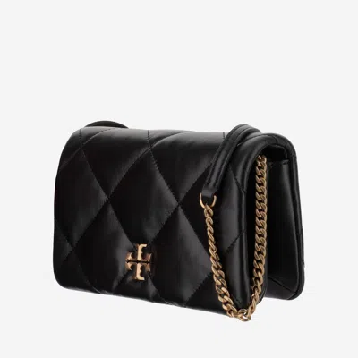 Tory Burch Kira Diamond-quilted Leather Wallet On Chain In Black