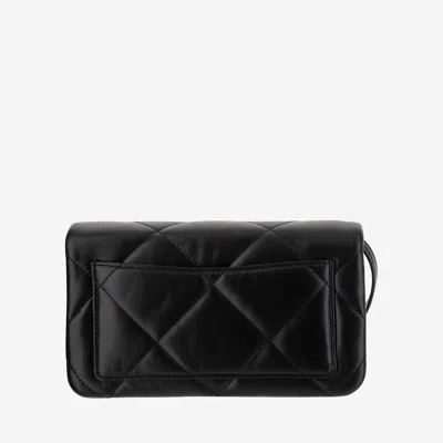 Tory Burch Kira Diamond-quilted Leather Wallet On Chain In Black