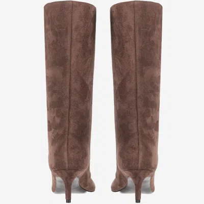 Amina Muaddi Fiona Suede Boots In Brown