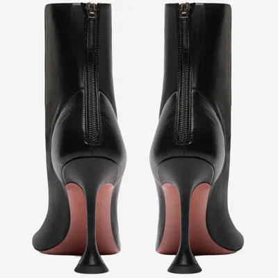 Amina Muaddi Iris Leather Ankle Boots In Black