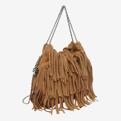 Tory Burch Mini Fleming Hobo Bag In Suede Leather In Brown