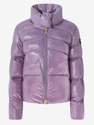 Pinko Glossy Nylon Padded Jacket In Purple