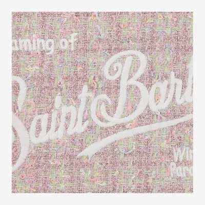 Mc2 Saint Barth Aline Tweed Clutch With Logo In Pink