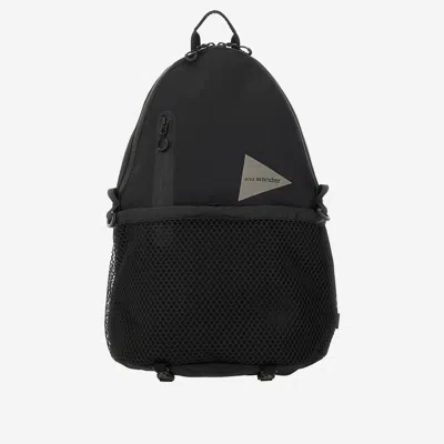 And Wander Cotton Blend Backpack With Mesh Pocket In Black