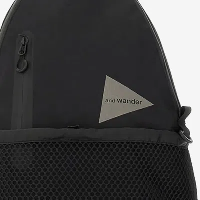 And Wander Cotton Blend Backpack With Mesh Pocket In Black