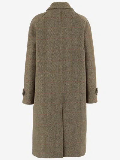 Aspesi Herringbone-pattern Coat In Brown