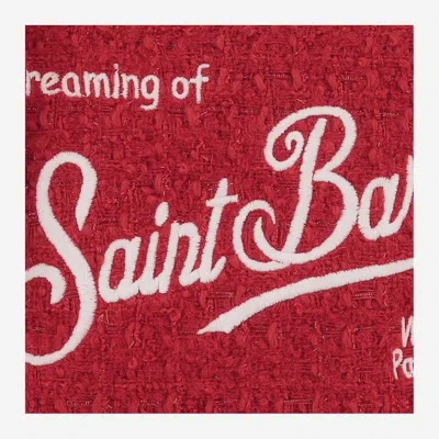 Mc2 Saint Barth Aline Tweed Clutch Bag With Logo In Red